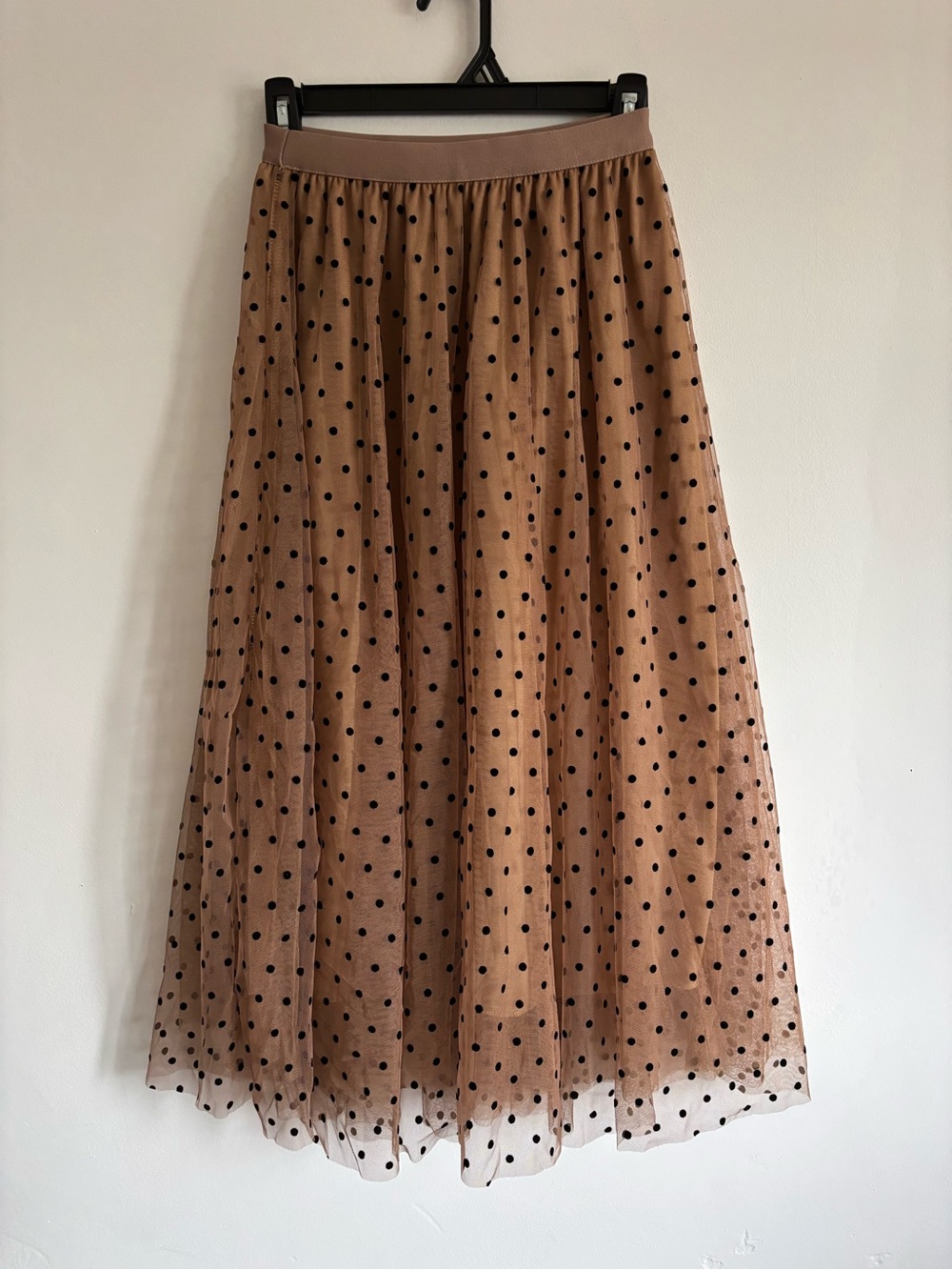 Polka Dot Tan Maxi Skirt